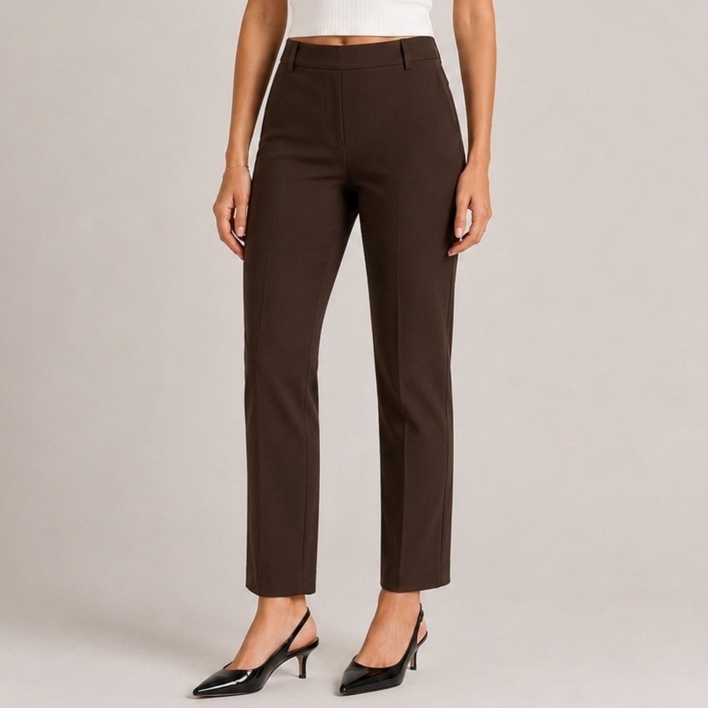 Quince Ultra Stretch Ponte Straight Leg Pants Office Travel RTO Espresso XS NWT